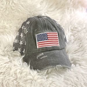 American Flag with Star Mesh Trucker Cap